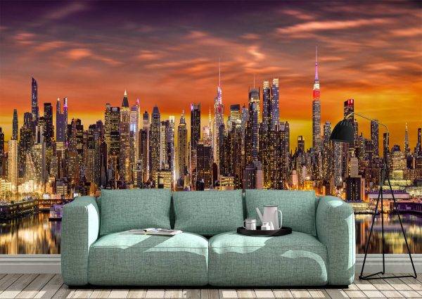 New York City Panorama at Sunrise Wall Mural