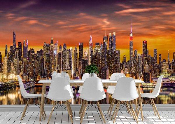 New York City Panorama at Sunrise Wall Mural