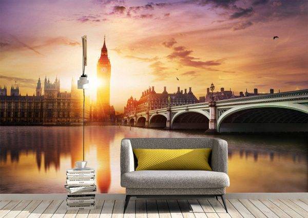 Big Ben & Westminster Bridge Wall Mural Photo Wallpaper UV Print Decal Art Décor