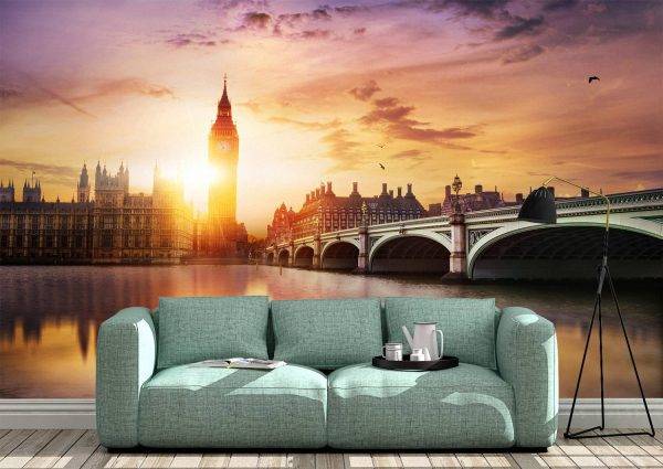 Big Ben & Westminster Bridge Wall Mural Photo Wallpaper UV Print Decal Art Décor