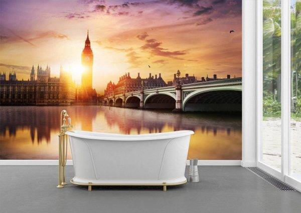 Big Ben & Westminster Bridge Wall Mural Photo Wallpaper UV Print Decal Art Décor