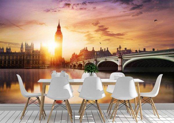 Big Ben & Westminster Bridge Wall Mural Photo Wallpaper UV Print Decal Art Décor