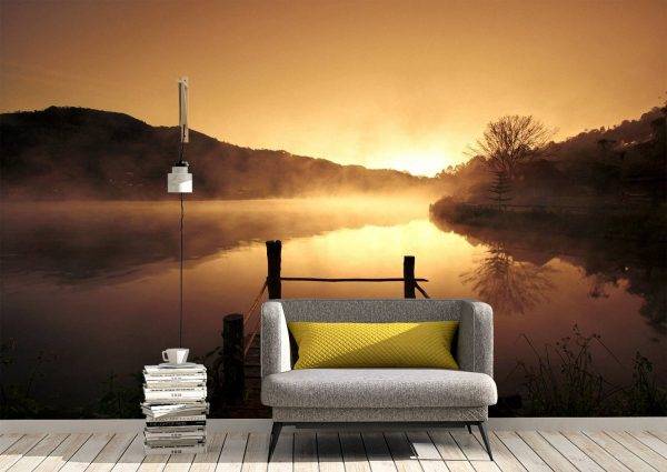 Morning Fog Over Scenery Wall Mural Photo Wallpaper