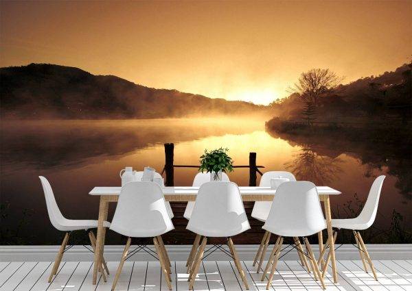 Morning Fog Over Scenery Wall Mural Photo Wallpaper