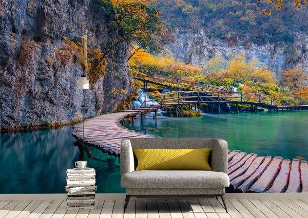 View of Pure Water waterfall Wall Mural Photo Wallpaper UV Print Decal Art Décor