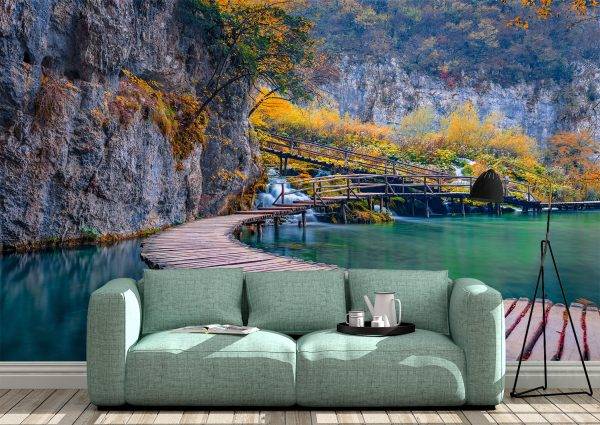 View of Pure Water waterfall Wall Mural Photo Wallpaper UV Print Decal Art Décor