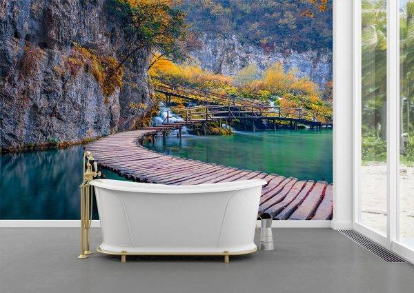 View of Pure Water waterfall Wall Mural Photo Wallpaper UV Print Decal Art Décor