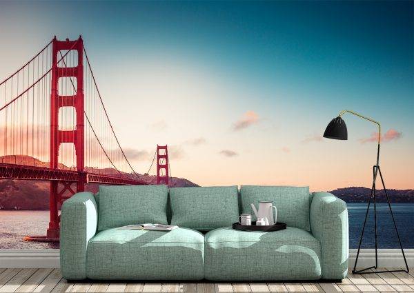 The Golden Gate Bridge Sunset Wall Mural Photo Wallpaper UV Print Decal Art Décor