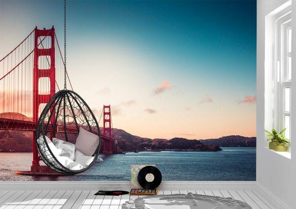 The Golden Gate Bridge Sunset Wall Mural Photo Wallpaper UV Print Decal Art Décor