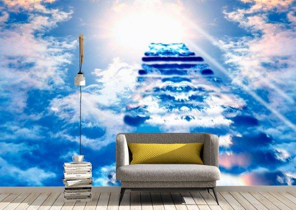 Stairs to Heaven Sky Wall Mural Photo Wallpaper UV Print Decal Art Décor