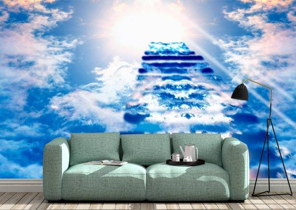 Stairs to Heaven Sky Wall Mural Photo Wallpaper UV Print Decal Art Décor