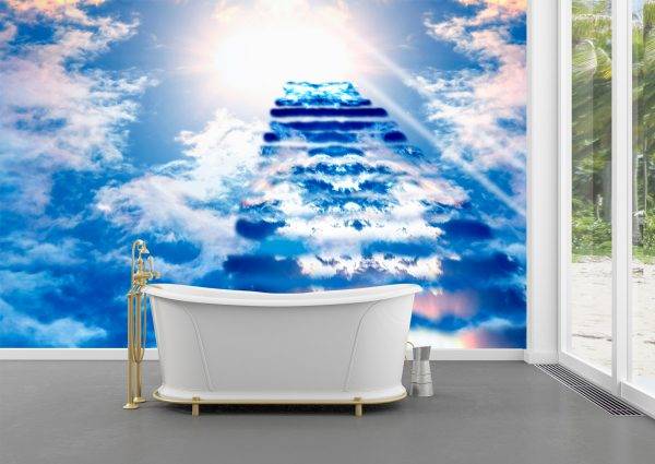 Stairs to Heaven Sky Wall Mural Photo Wallpaper UV Print Decal Art Décor