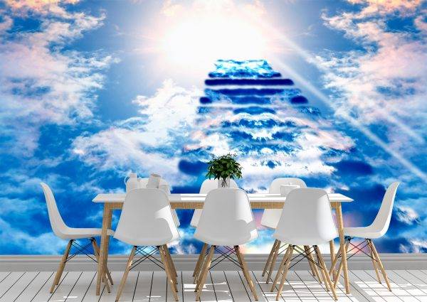 Stairs to Heaven Sky Wall Mural Photo Wallpaper UV Print Decal Art Décor