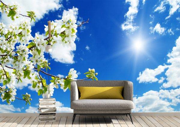 3d sky beautiful flowers Wall Mural Photo Wallpaper UV Print Decal Art Décor