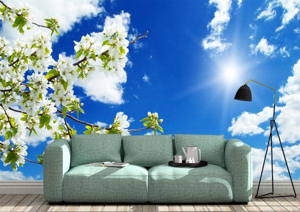 3d sky beautiful flowers Wall Mural Photo Wallpaper UV Print Decal Art Décor