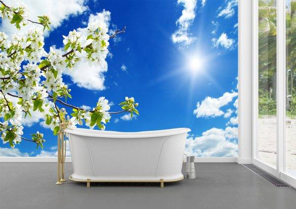 3d sky beautiful flowers Wall Mural Photo Wallpaper UV Print Decal Art Décor