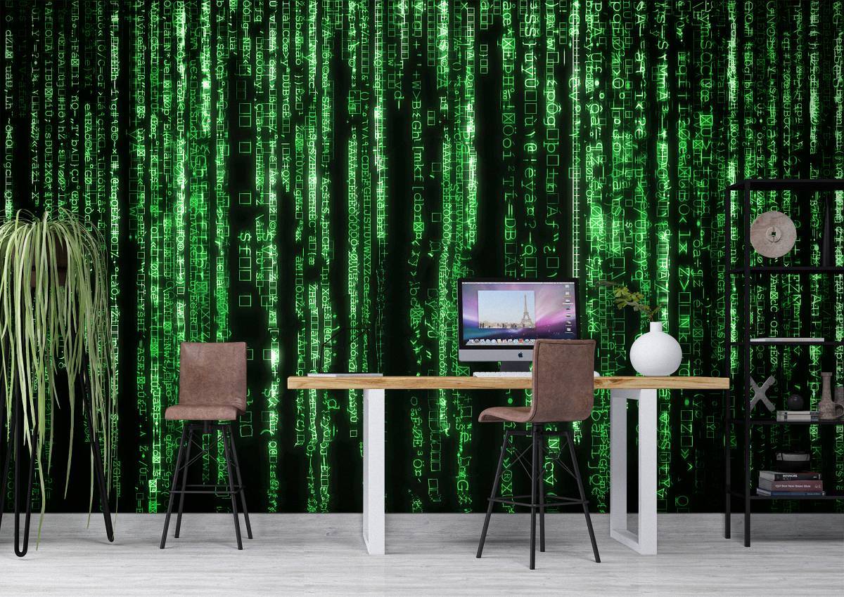 Matrix Iconic Green Code Wall Mural Photo Wallpaper Blue Side Studio