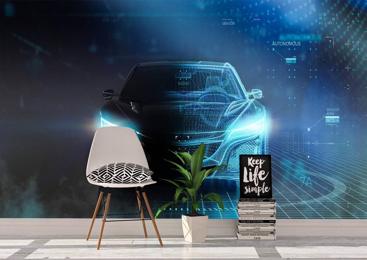 Computer Design Sports Car Wall Mural Photo - Blue Side Studio