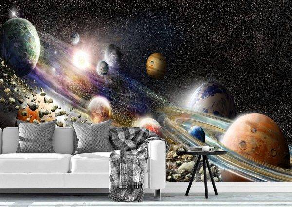 Solar System & Asteroid Ring Wall Mural Photo Wallpaper