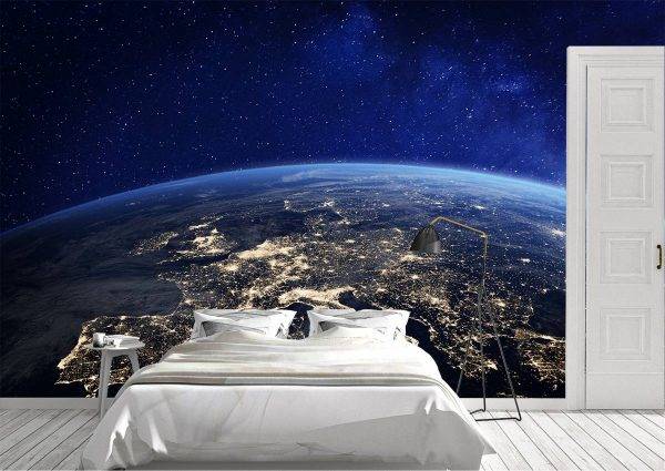 View of Europe from Space Wall Mural Photo Wallpaper UV Print Decal Art Décor