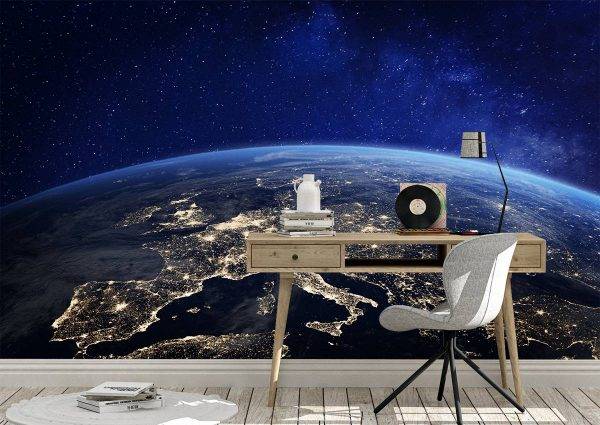 View of Europe from Space Wall Mural Photo Wallpaper UV Print Decal Art Décor