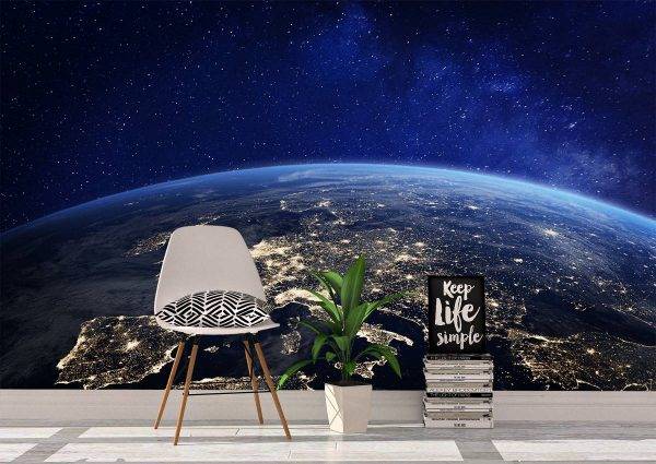 View of Europe from Space Wall Mural Photo Wallpaper UV Print Decal Art Décor