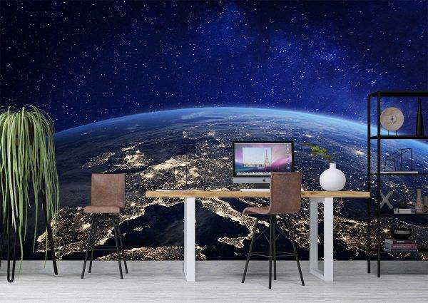 View of Europe from Space Wall Mural Photo Wallpaper UV Print Decal Art Décor