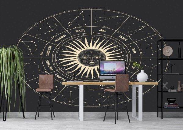 Set of moon Zodiac Signs Wall Mural Photo Wallpaper UV Print Decal Art Décor