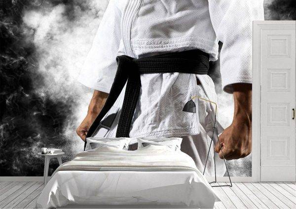 White Kimono with Black Belt Wall Mural Photo Wallpaper UV Print Decal Art Décor