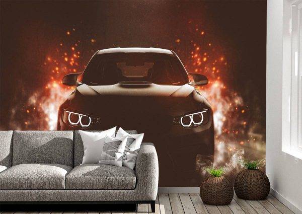 Super Sport Car With Spark Wall Mural Photo