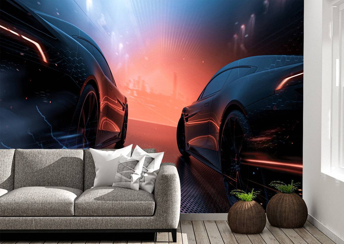 Future Cars Design Dark Theme Wall Mural Photo- Blue Side Studio