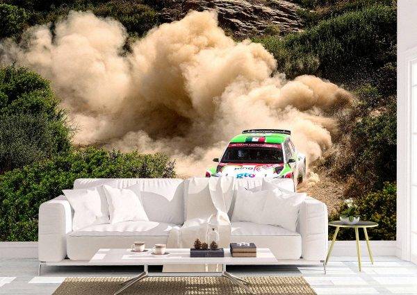 Rally Car on The Dusty Road Wall Mural Photo Wallpaper UV Print Decal Art Décor