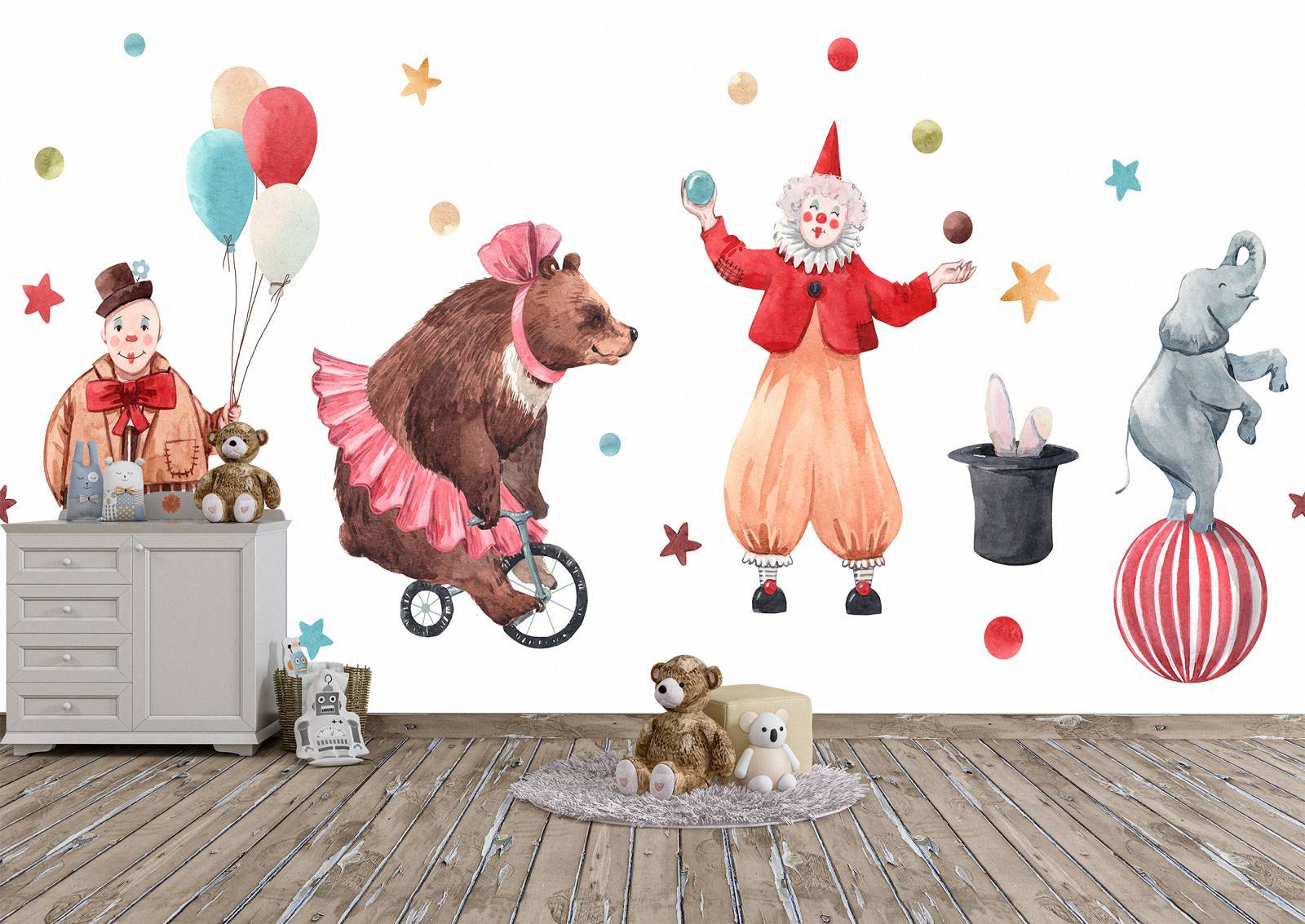 Animals in the Circus Kids Wall Mural Photo Wallpaper UV Print Decal Art Décor