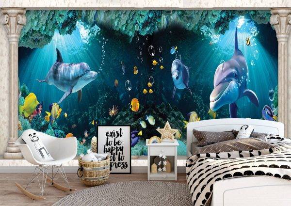 Underwater Fishes Live Theme Wall Mural Photo Wallpaper UV Print Decal Art Décor