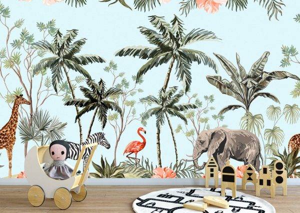 Animal Tropical World Kids Wall Mural Photo Wallpaper UV Print Decal Art Décor