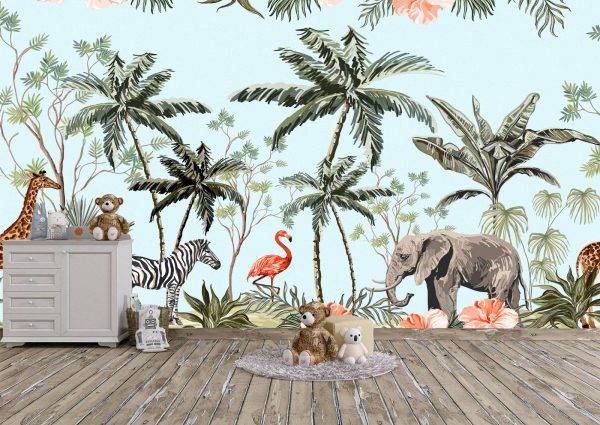 Animal Tropical World Kids Wall Mural Photo Wallpaper UV Print Decal Art Décor