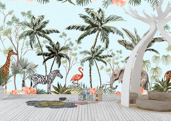 Animal Tropical World Kids Wall Mural Photo Wallpaper UV Print Decal Art Décor