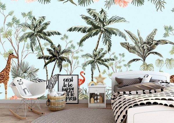 Animal Tropical World Kids Wall Mural Photo Wallpaper UV Print Decal Art Décor