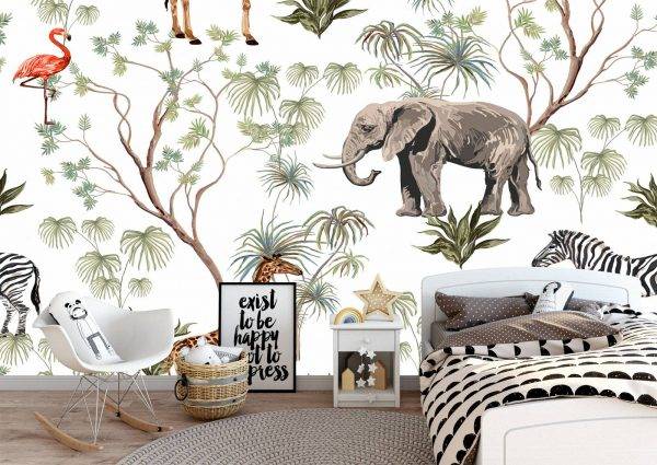 Wild Animals Scandinavian Wall Mural Photo Wallpaper UV Print Decal Art Décor