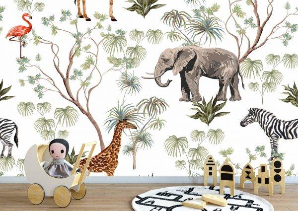 Wild Animals Scandinavian Wall Mural Photo Wallpaper UV Print Decal Art Décor