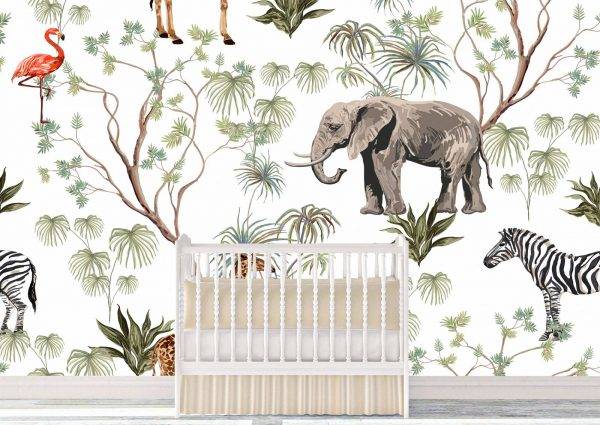 Wild Animals Scandinavian Wall Mural Photo Wallpaper UV Print Decal Art Décor