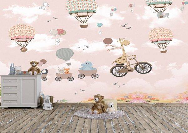 Animals in Happy World Kids Wall Mural Photo Wallpaper UV Print Decal Art Décor