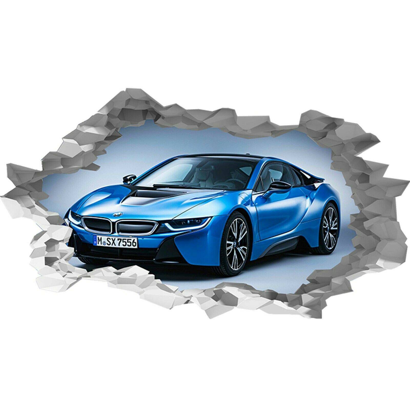 BMW I7 Blue Sport Car Poster- Wall Sticker - Blue Side Studio
